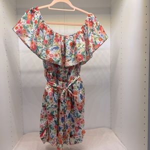 local boutique - satin floral romper.